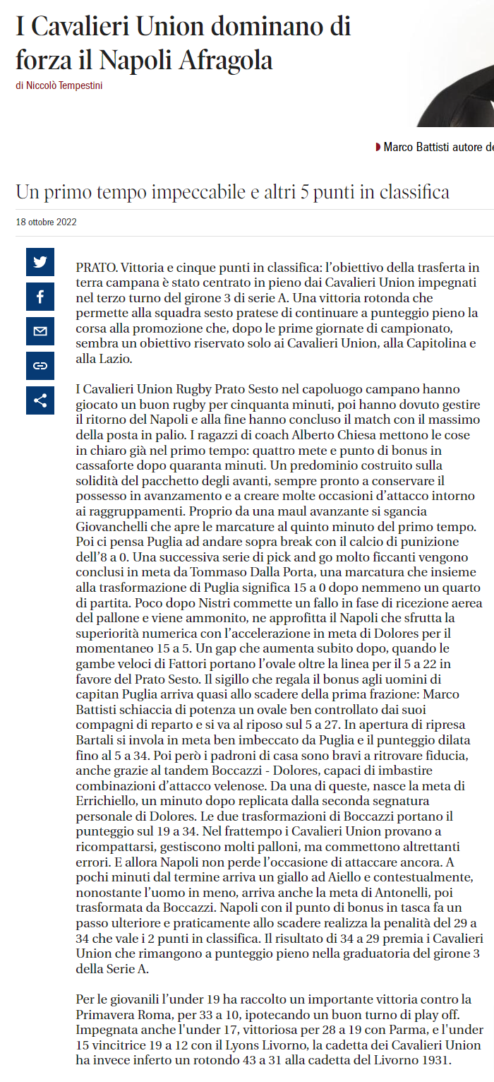 Il Tirreno 18.10.2022